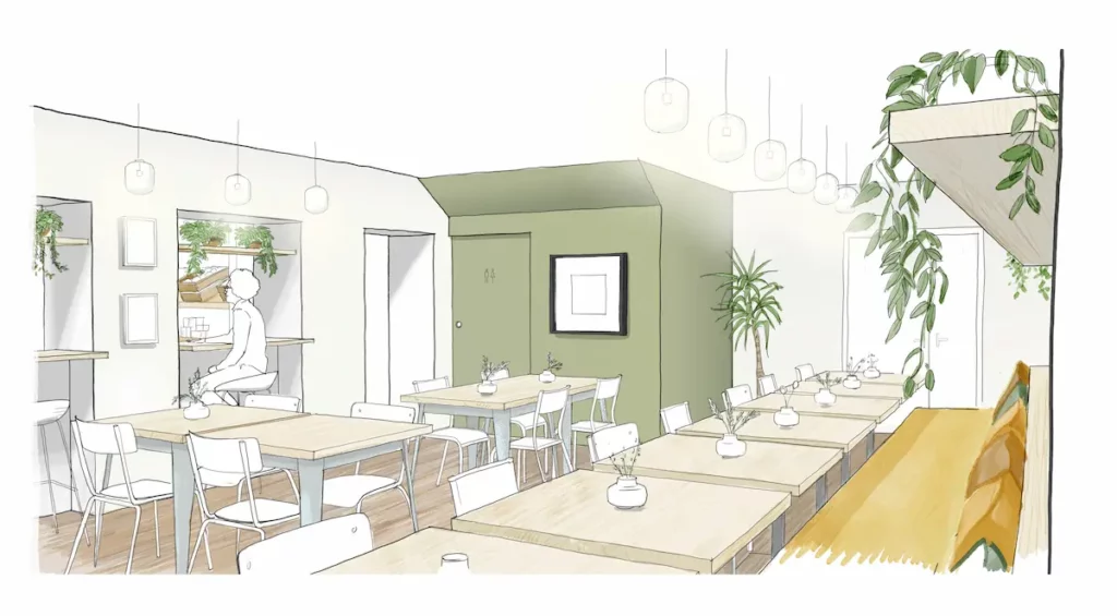 Croquis de l'espace restaurant